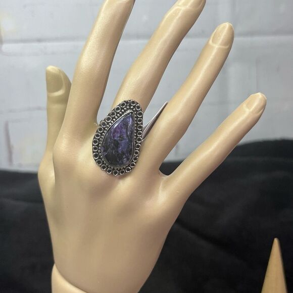 Artisan Charoite 925 Silver Ring Sz 8 - Picture 7 of 9